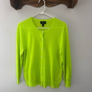 J. Crew Bright Lime Green Cashmere Women's Cardigan